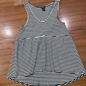 Torrid Women's Black & White Striped Babydoll Tank Top High Low Hem Plus Size 2